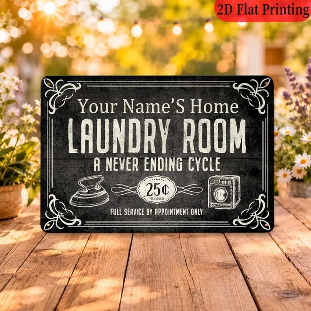 Home Decor Kitchen - لافتة غسيل ملابس مخصصة بالاسم، ديكور