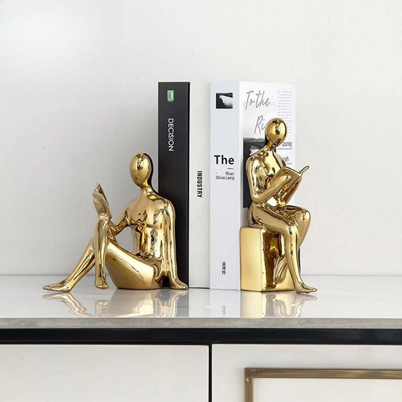 Aesthetic Bookend - تماثيل شخصيات قارئة كتب من السيراميك