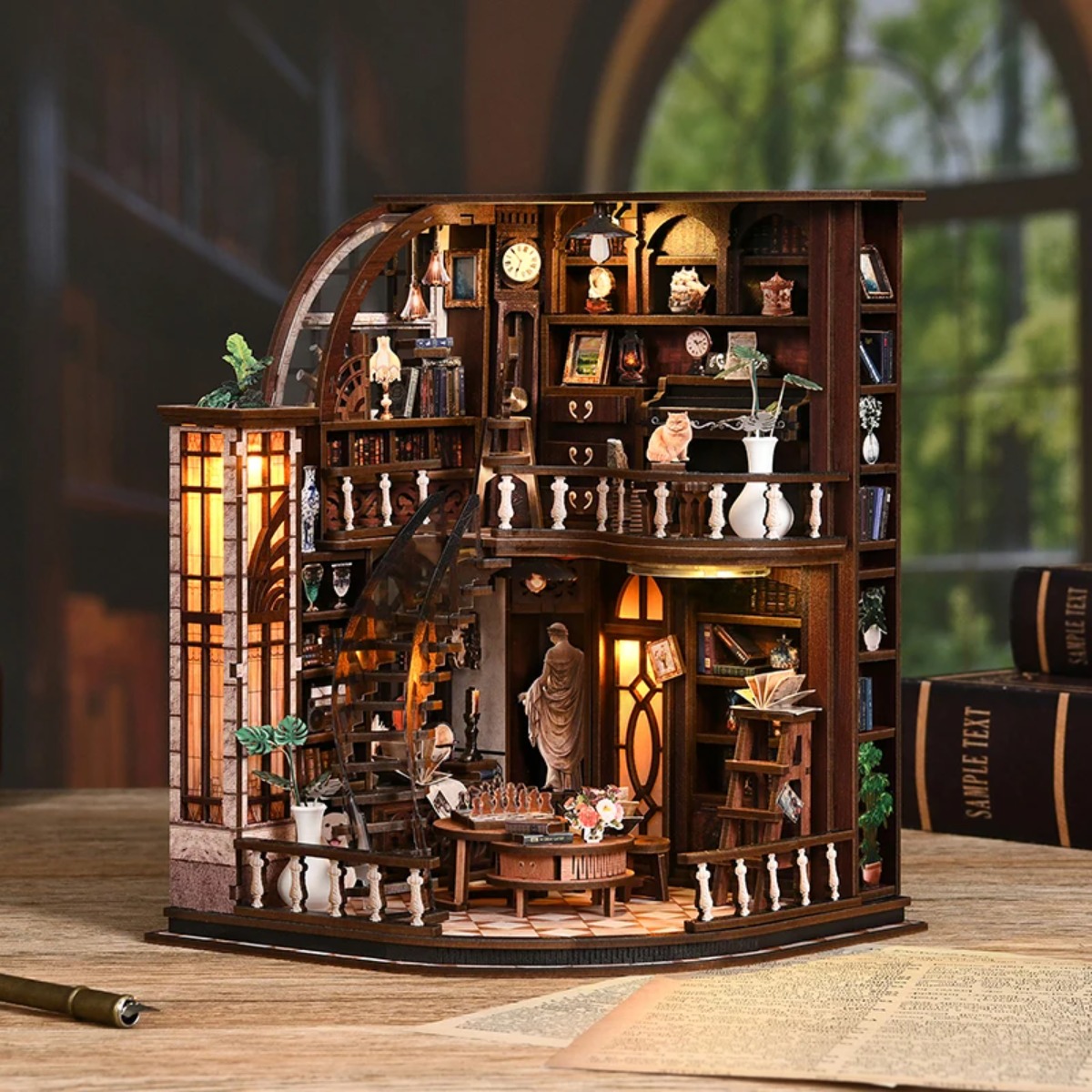 Aesthetic Bookend - طقم ركن كتاب مصغر خشبي للتركيب