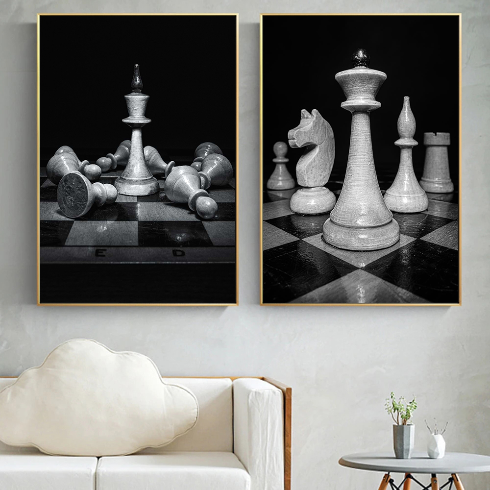 Home Decor Games Free - لوحة قماشية لشطرنج الملك والفارس بالأبيض