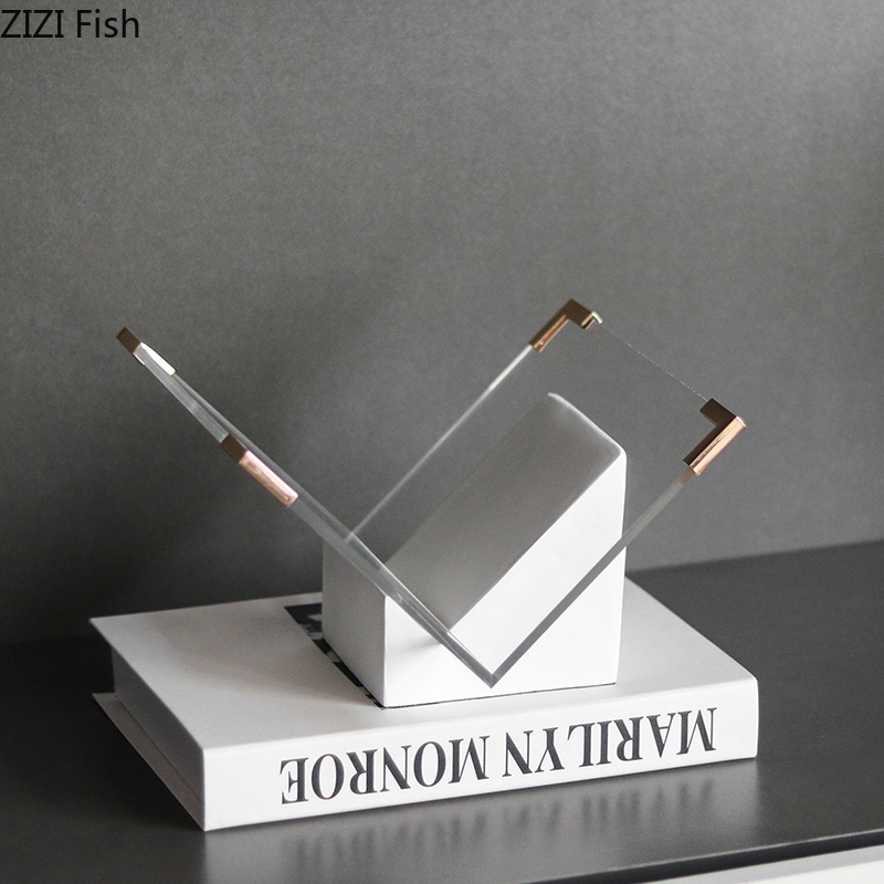 Aesthetic Bookend - منظم مكتبي من الأكريليك الرخامي، رف
