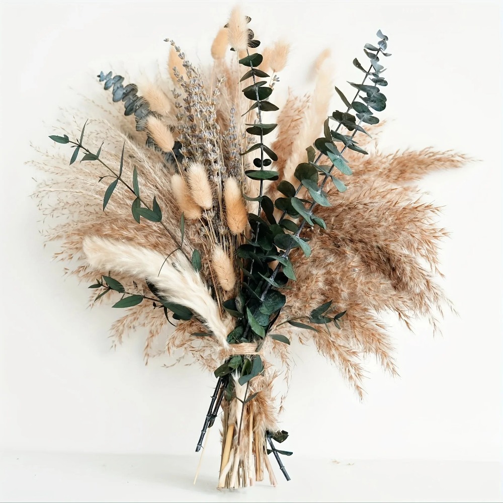Pampas Grass Decor - 80 قطعة باقة الزهور المجففة الطبيعية