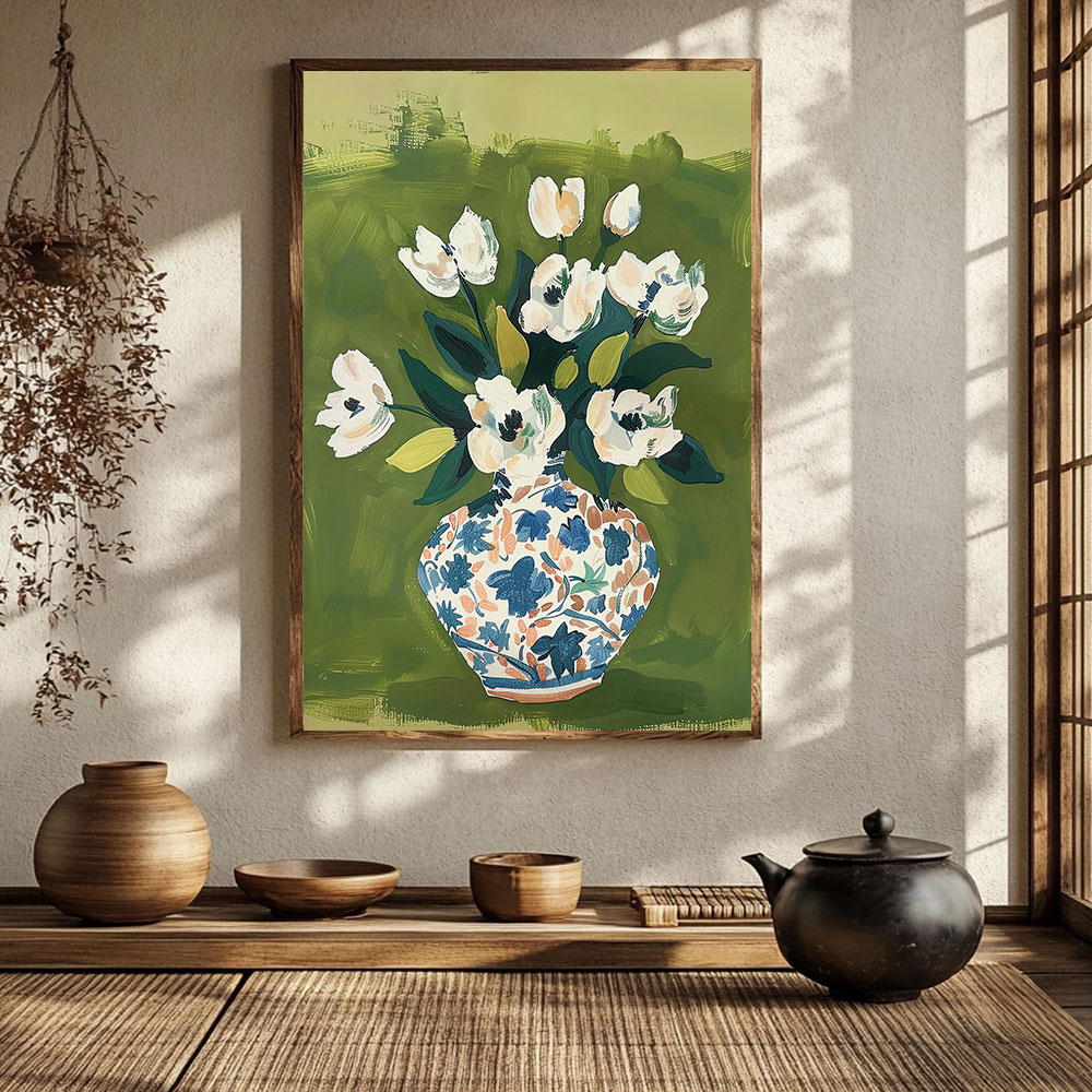 Home Decor Vase With Flowers - زهور في مزهرية، ملصقات ملونة، لوحات