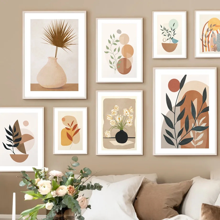 Home Decor Vase With Flowers - لوحات فنية تجريدية بتصميم أوراق الشجر
