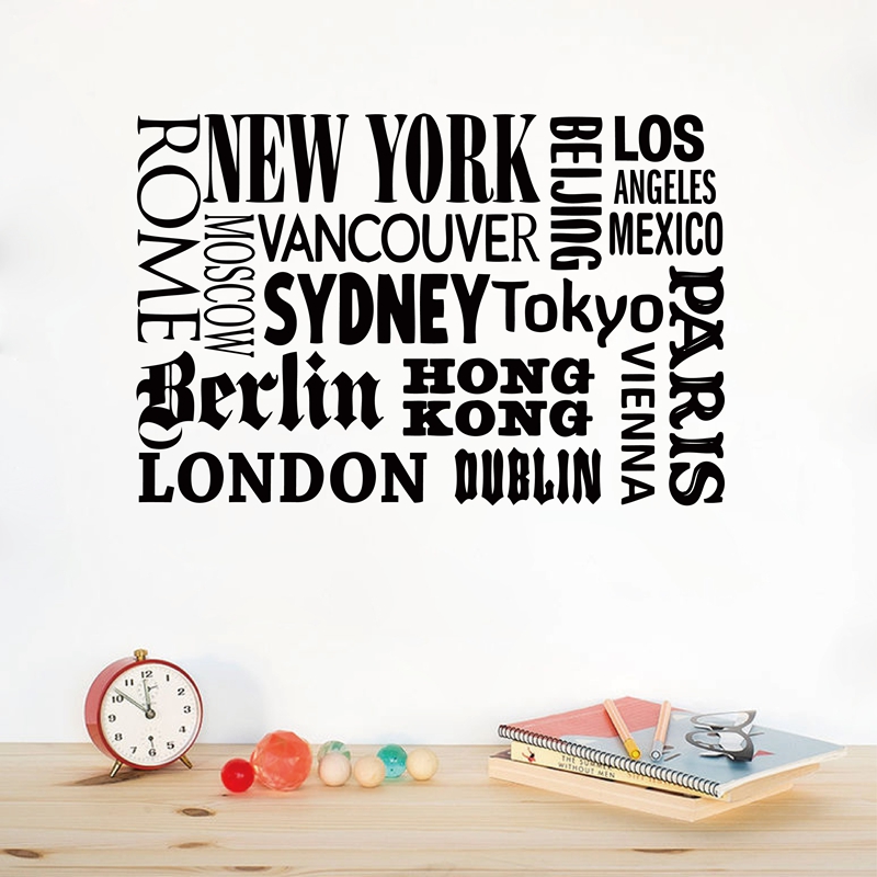Home Decor London - نيويورك لندن باريس اقتباس الجدار ملصق