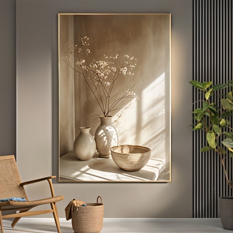 Home Decor Vase With Flowers - لوحة فنية جدارية على قماش بتصميم