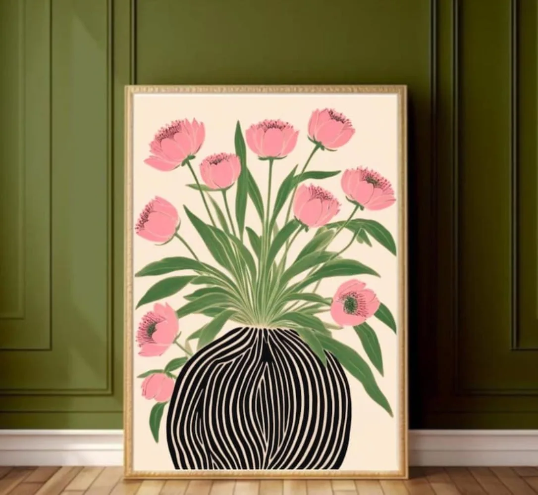 ملصق زهور بدون إطار، لوحات جدا - مراجعة Home Decor Vase With Flowers وسعره
