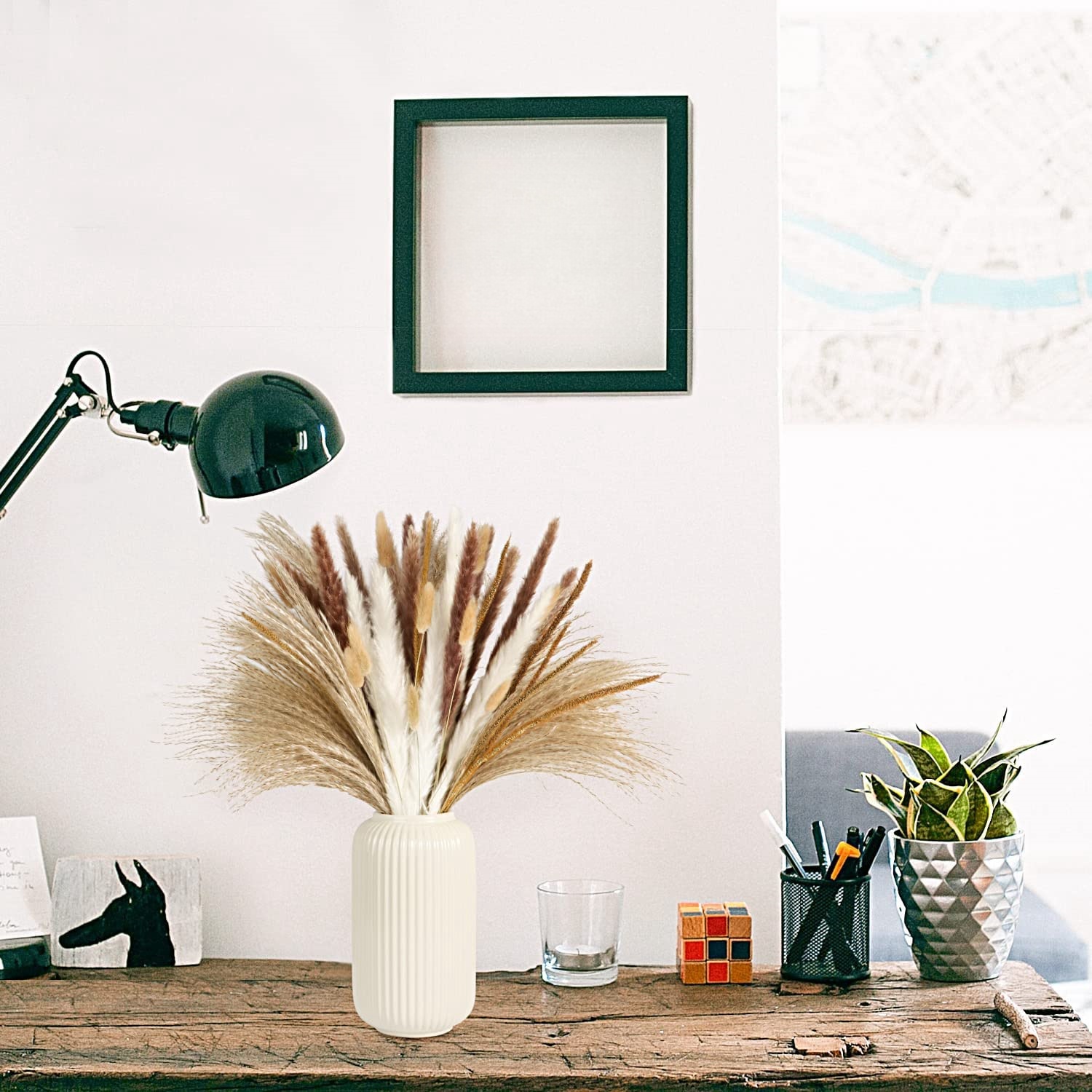 باقة زهور مجففة مختلطة بتصميم  - مراجعة Pampas Grass Decor وسعره