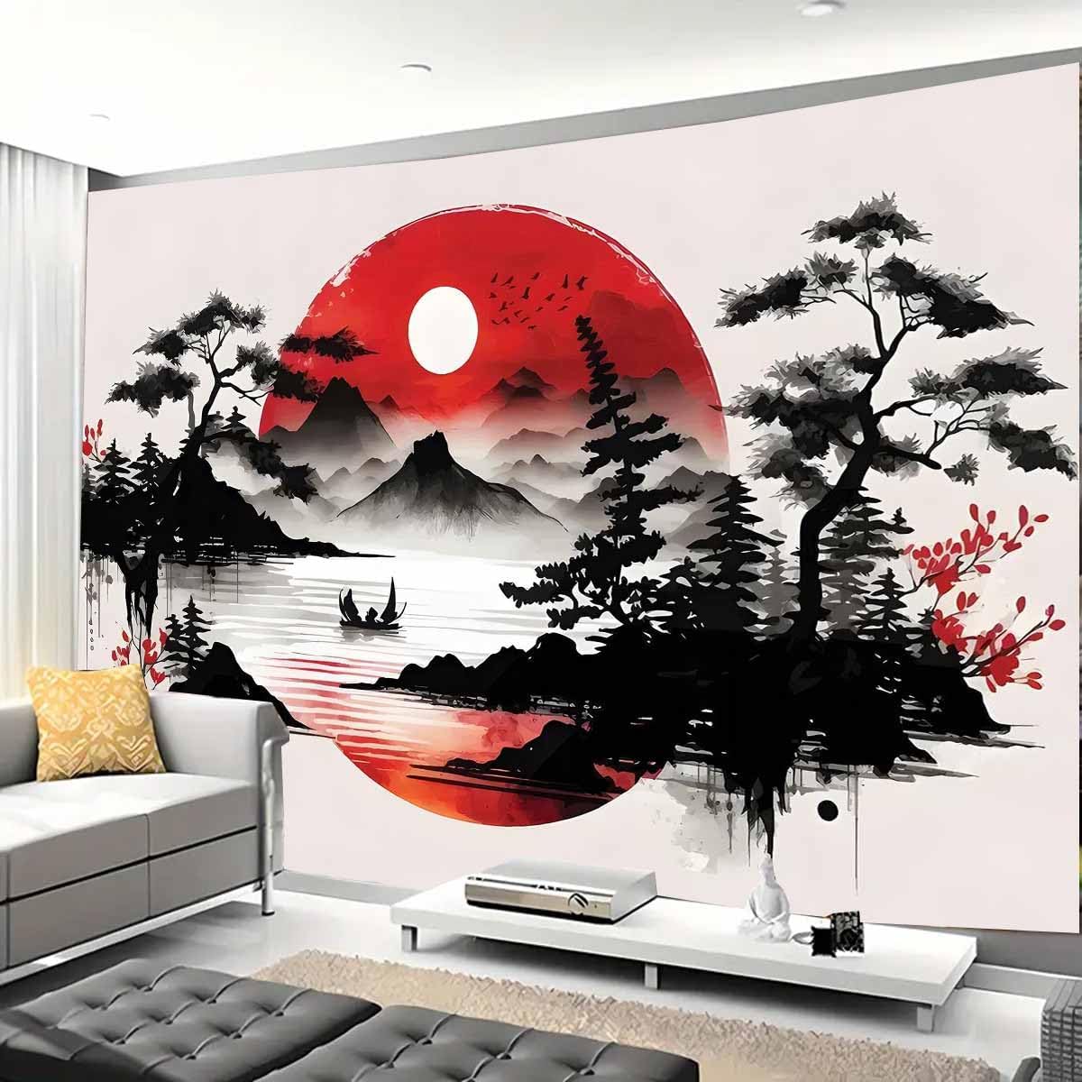 جدارية نسيجية بمنظر جبلي يابان - مراجعة Home Decor Zen Style وسعره