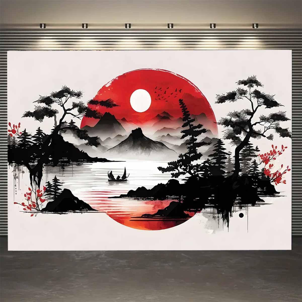 جدارية نسيجية بمنظر جبلي يابان - مراجعة Home Decor Zen Style وسعره