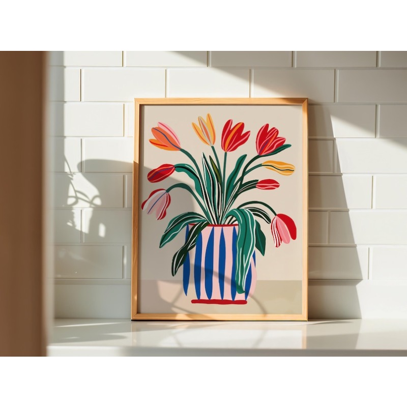 قطعتان من لوحات جدارية قماشية  - مراجعة Home Decor Vase With Flowers وسعره