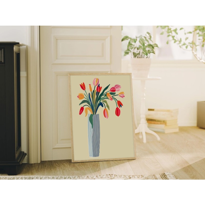 قطعتان من لوحات جدارية قماشية  - مراجعة Home Decor Vase With Flowers وسعره