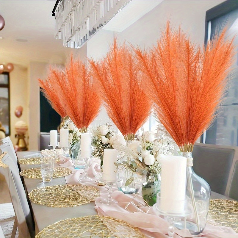 10 قطع من عشب البامباس البرتقا - مراجعة Pampas Grass Decor وسعره