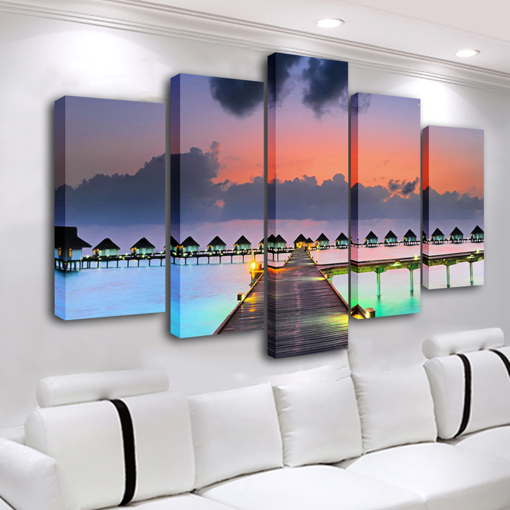 جدار الفن الغروب اللوحة 5 لوحة - مراجعة Home Decor Mirror وسعره