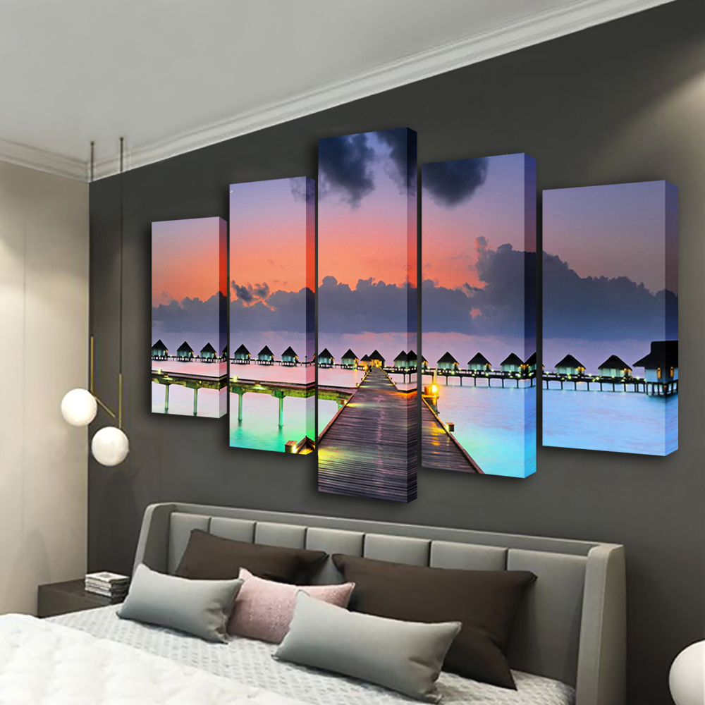 جدار الفن الغروب اللوحة 5 لوحة - مراجعة Home Decor Mirror وسعره